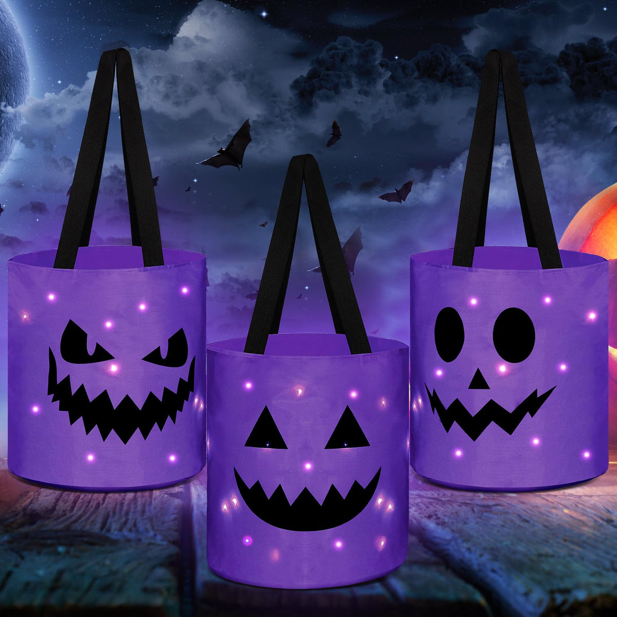Light-Up Trick-or-Treat Tote Bags