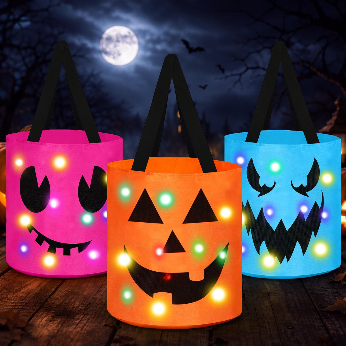 Light-Up Trick-or-Treat Tote Bags
