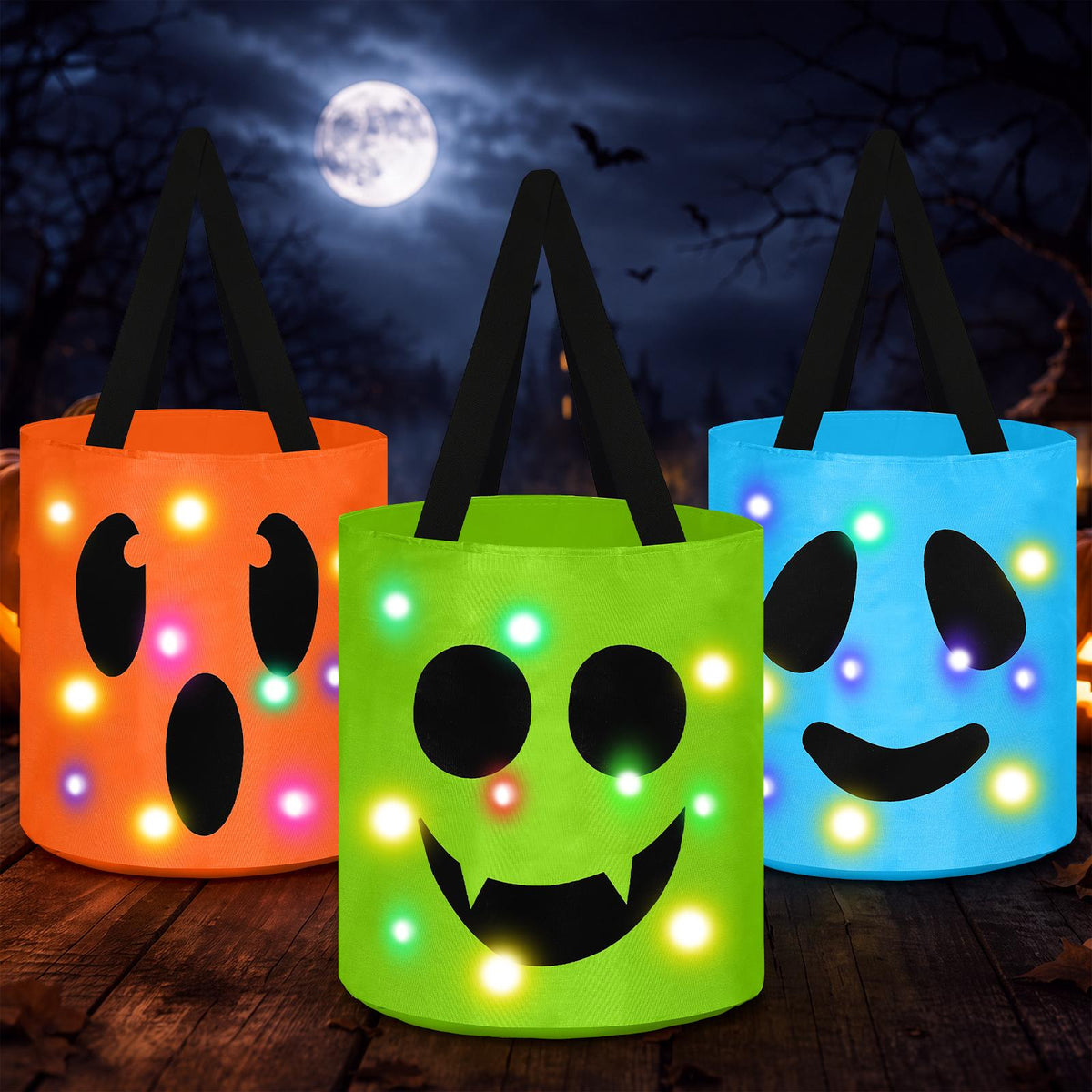 Light-Up Trick-or-Treat Tote Bags