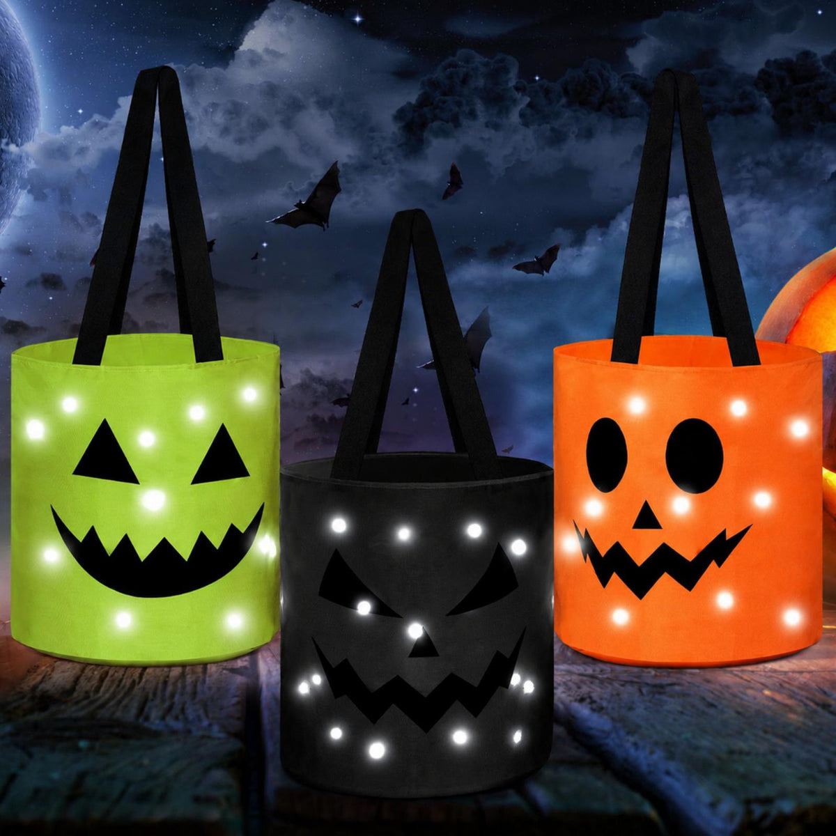 Light-Up Trick-or-Treat Tote Bags