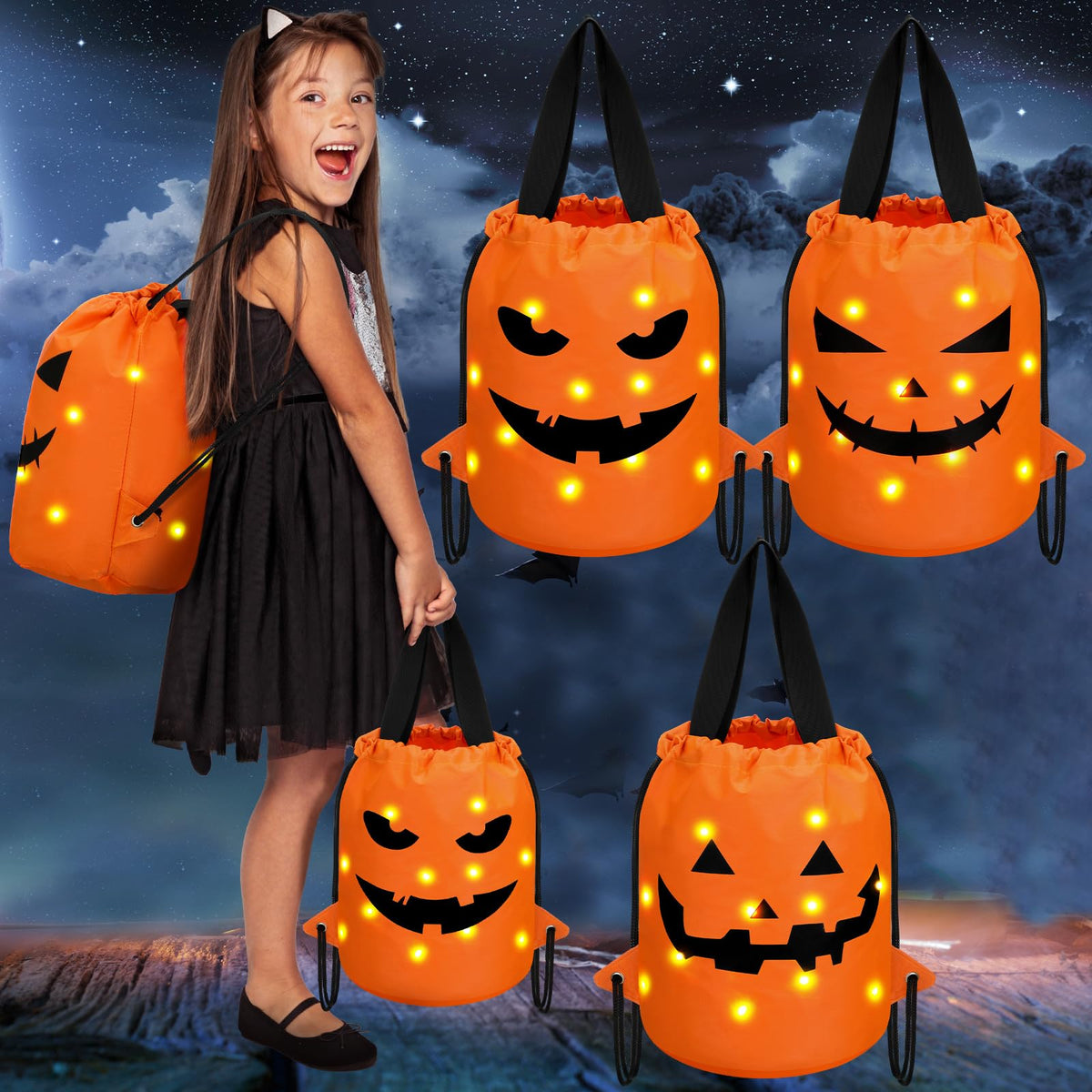 Light-Up Trick-or-Treat Tote Bags