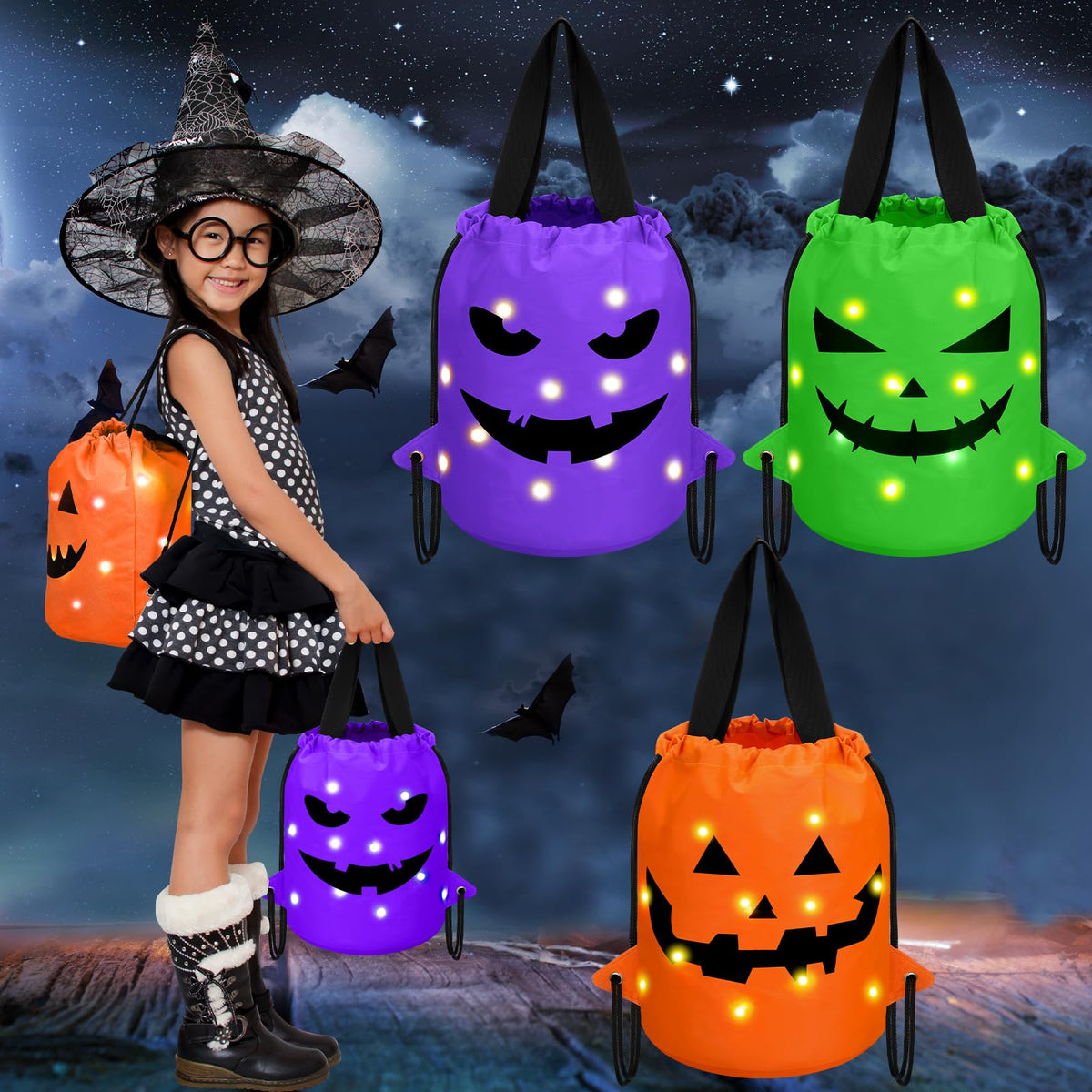 Light-Up Trick-or-Treat Tote Bags