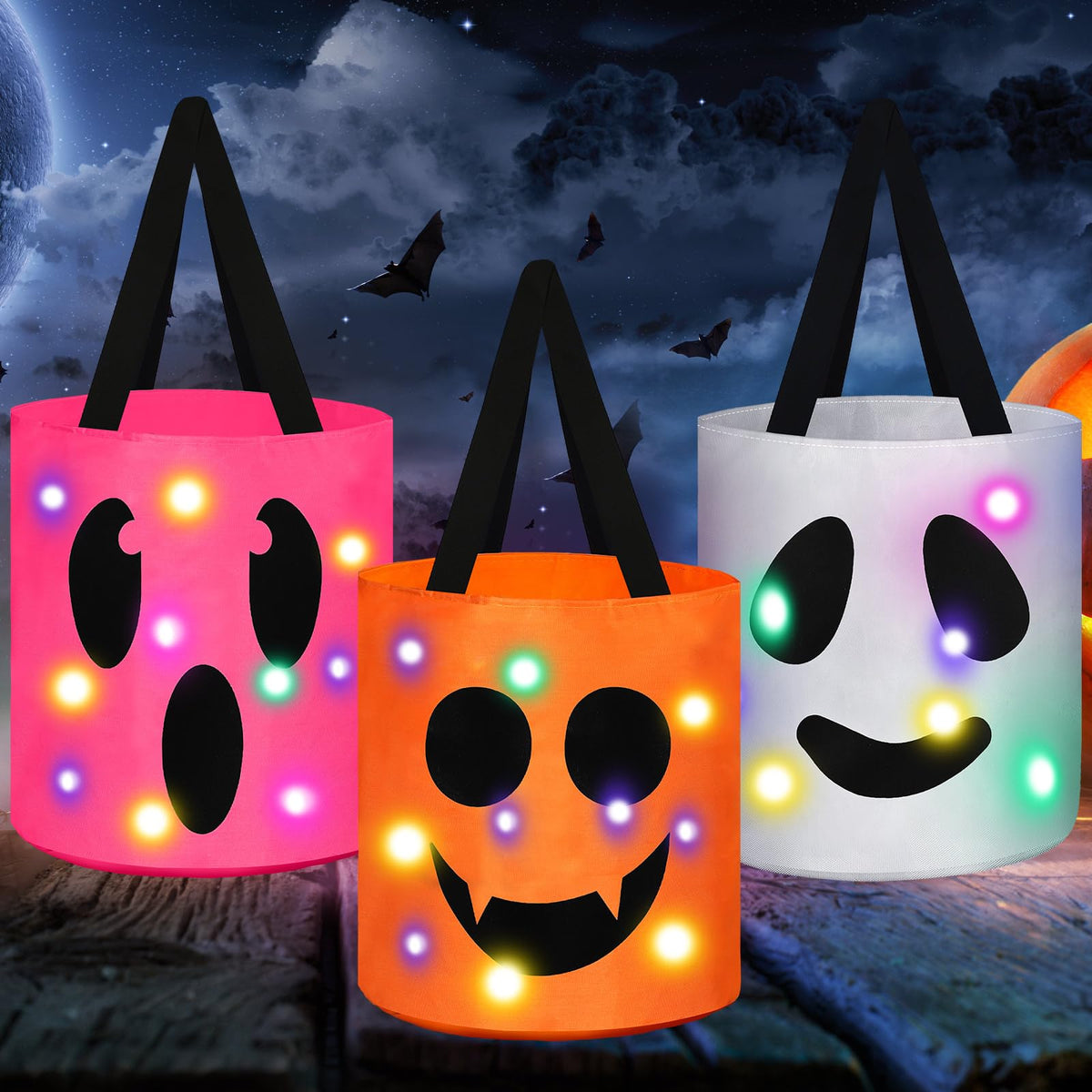 Light-Up Trick-or-Treat Tote Bags